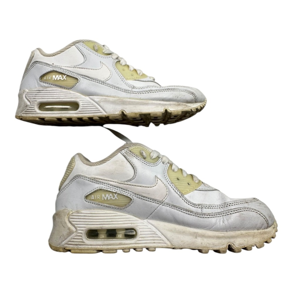 Nike Air Max 90 White Gray Youth Sneakers Shoes‎ Size 6Y